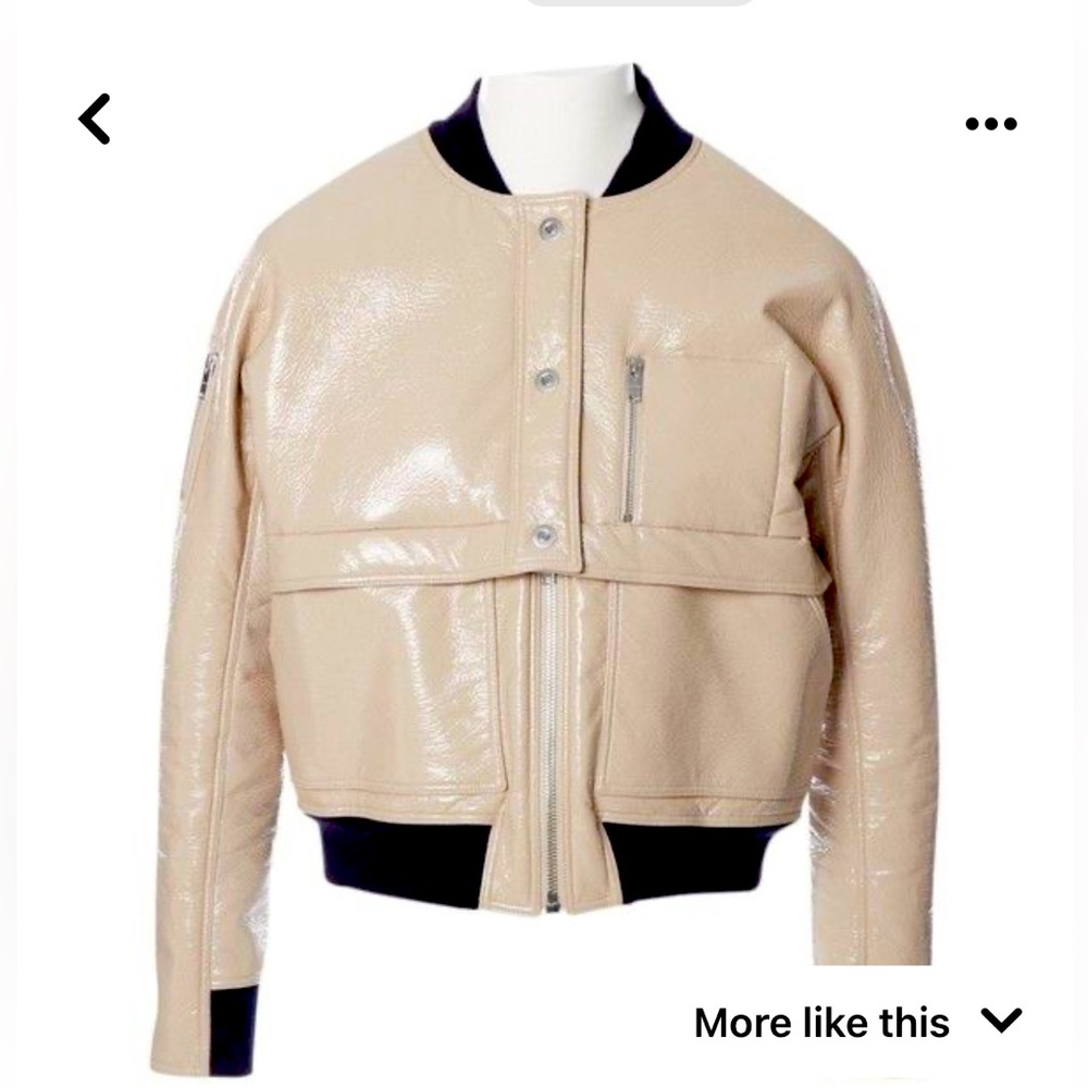 Courreges patent taupe color bomber zipper jacket